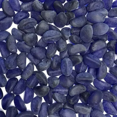 Produktbild von GLAS WEDGES, runde Glassteine 17-24mm. 1kg. Gefrostet Blau