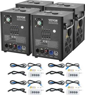 Produktbild von VEVOR 4x Spark Machine 500 W Pyrotechnický stroj Stroj na ohňostroje z hliníkovej zliatiny DMX Controller Nastaviteľný 2-4 m Studená iskra 7 min na jedno nabitie Ideálny na svadby, DJ show, párty