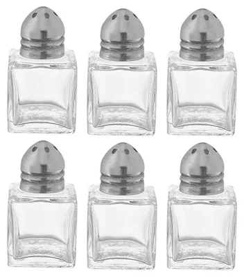 Produktbild von Mini Salz Und Pfefferstreuer, 2 Stück, Glaswürfel Mit Edelstahldeckel, 15 Ml Fassungsvermögen, Für Restaurant Und Zu Hause