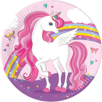 Immagine prodotto di Piatto di carta unicorno D23cm 8 pezziMix, Procos