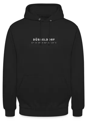 Produktbild von Spreadshirt Düsseldorf Koordinaten Rhein NRW Uni Hoodie, XL, Schwarz