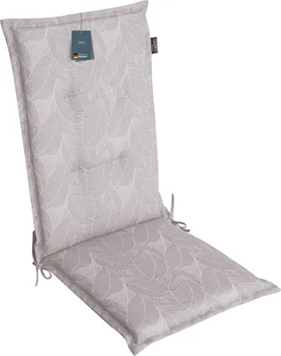 Produktbild von LILENO HOME Gartenstuhl Auflagen als [1er Set - Hochlehner] in Blätter Grau - bequeme Liegen als Sitzauflagen für Gartenmöbel - Stuhlkissen für Gartenstühle und Klappstühle