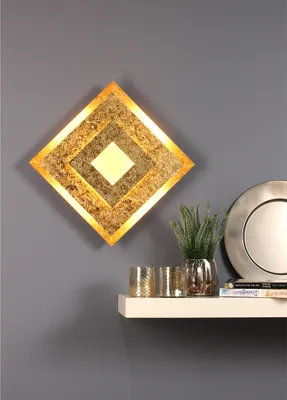 Produktbild von Dimmbare LED Innen Wandleuchte im Blattgold Design, extra flach, 32 x 32cm