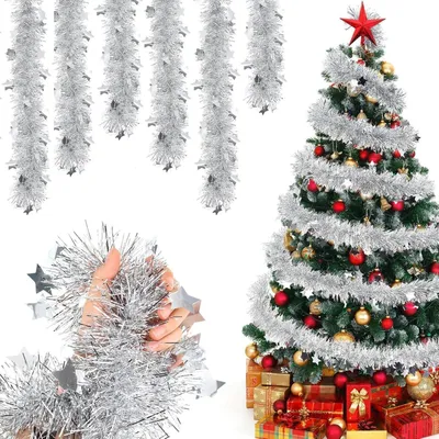 Produktbild von Lametta Girlande 6 Stück 2 m Silber Weihnachtsdekoration