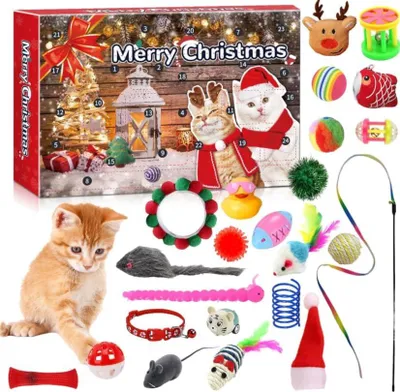 Productafbeelding van Adventskalender voor katten - Set van 24 - Kerstspeelgoedset - Geschenken