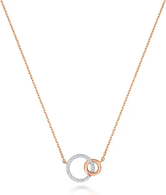 Produktbild von Funkelndes Feuer Stylische 9 Karat (375) Rotgold Damen - Diamant Halskette Brillant-Schliff H - I1 - 42cm*11mm; TRS354619KR