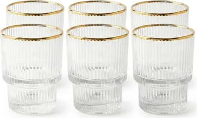 Produktbild von Altinbas 6tlg. Trinkgläser-Set 170 ml aus Glas legante Wassergläser im Riffel-Design