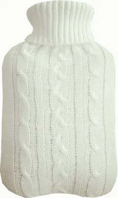 Produktbild von Wärmflasche mit Bezug – Weicher Premium Strickbezug – Grosse Kapazität Wärmflasche, Weiß, 2L