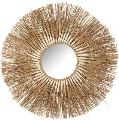 Produktbild von Raffia-Spiegel - natur/weiß - klein - Ø 75 cm