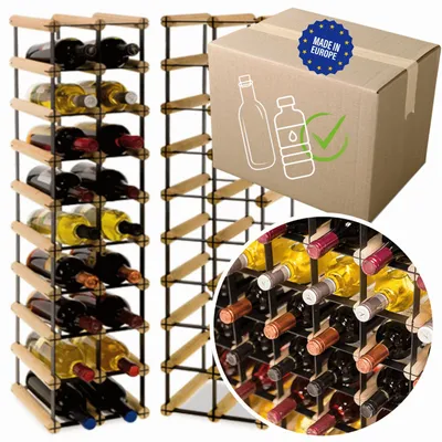 Produktbild von MODO24 Weinregal, 18 Flaschen, Flaschenhalter, Weinständer, Erweiterbar, Holz Metall, Industrial Loft, Küche, 92,5x22,5x25 cm, Natur, RW8