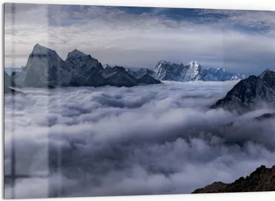 Produktbild von DEQORI Küchenrückwand Glas 60x40 cm 'Wolkenberührung' Spritzschutz Bad Rückwand Küche