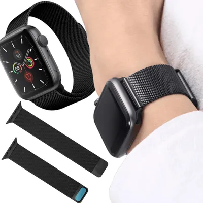 Produktbild von Armband für Apple Watch 3/4/5/6/7/8/9/SE 38/40 mm, Edelstahl, Schwarz
