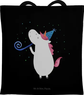 Produktbild von Mr. & Mrs. Panda Jutebeutel Einhorn Party - Schwarz - Geschenk, Laptoptasche, Tote Bag, Unicorn, Geburtstag, Konfetti, Tasche, Club, Glitzer, Einkaufstasche, Shopping