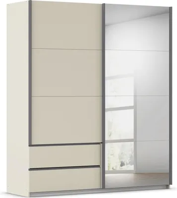 Produktbild von Schwebetürenschrank >Elara< in champagner / Spiegel - 181x210x62 (BxHxT)