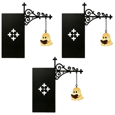 Produktbild von Halloween Deko Licht 3er Set, LED Geisterlampe aus Metall, Bücherregal Beleuchtung mit warmweißem Licht, Tischdeko für Wohnzimmer und Party