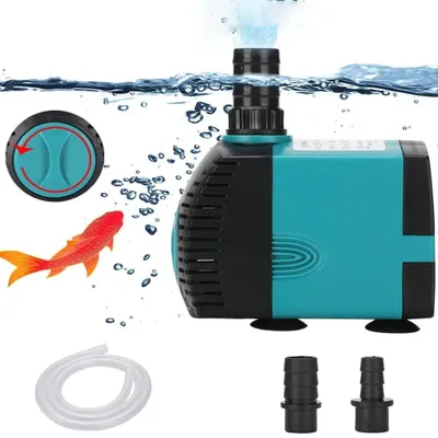 Produktbild von Aquarium-Wasserpumpe - 10 W - 600 l/h - Mini-Tauchpumpe - Mit Saugnapf und 1,5 m Netzkabel - 2 Düsen - Förderhöhe 1,2 m - Für Aquarium,Springbrunnen