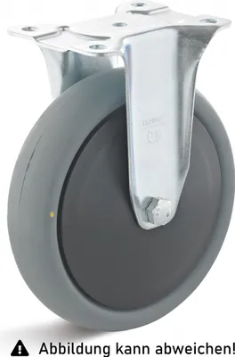 Produktbild von Rollcart TPE-ESD Bockrolle Ø160x40mm in grau 180kg Tragkraft mit Kunststoff-Felge