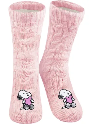 Produktbild von The Peanuts Snoopy Hüttensocken - Strick Haussocken für Damen Kuschelsocken Flauschige Wintersocken warme Frauen Socken Rosa 35-38