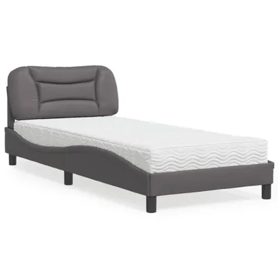 Image de Lit avec matelas Hvar gris 90x200 cm similicuir