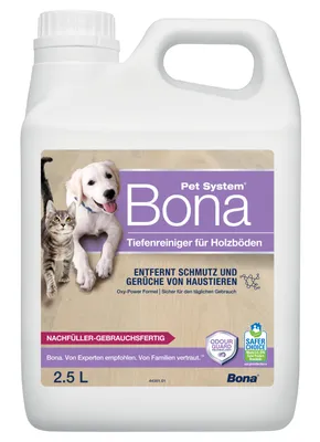 Produktbild von Bona Pet System™ Tiefenreiniger für Holzböden Nachfüllkanister 2,5 L, entfernt hartnäckige Verunreinigungen von Haustieren und neutralisiert Gerüche