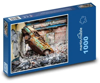 Zdjęcie produktu dla Puzzle 1000 Auto w ruinach fabryki - martinpuzzle