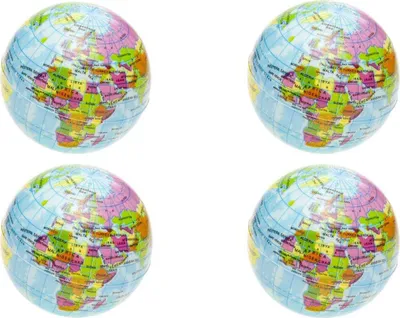 Produktbild von 4 x XL Antistress Ball Globus Weltkugel Softball Knetball Schaumstoffball 7,6 cm