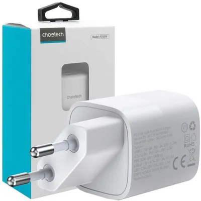 Produktbild von Choetech Schnelles Ladegerät Gan Usb / Usb Typ C Pd Qc 33W Weiss (Pd5006)