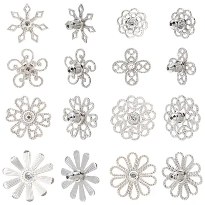 Ohrringverschlüsse, 16 Stück, Messing, silber, 10–18 mm