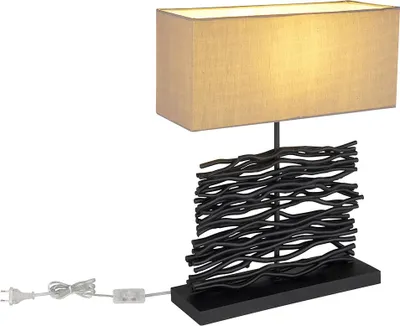 Produktbild von LED Tischleuchte, Holz, Stoffschirm, grau, schwarz, H 50 cm