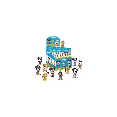 A collection of Disney Mickey and Friends Funko Mystery Minis vinyl figures are displayed around a product box.