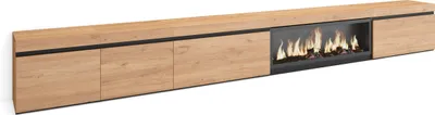 Produktbild von TV-Schrank, Lowboard, 368x35x45cm, Elektrokamin XXL, Eiche
