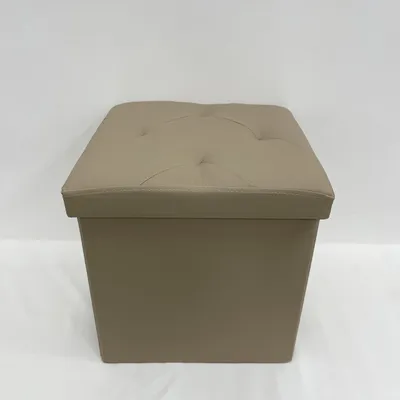 Sitzwürfel 38x38x38 cm, beige, MDF, Polyester, klappbar