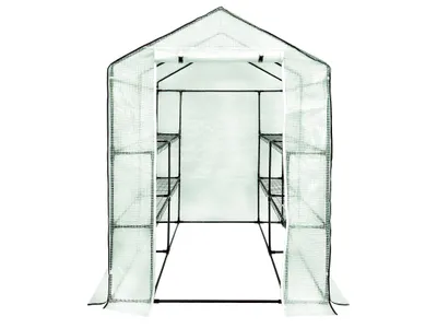 Image de Mini-serre tunnel 4iQ avec étagères, 1,4 x 1,4 x 2 m, vert