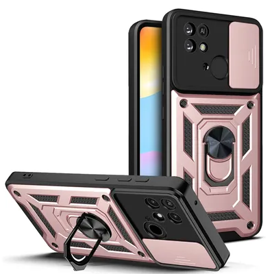 Produktbild von Outdoor Panzer Hülle für Xiaomi Redmi 10C mit Kameraschutz Ringhalter Handyhülle Rosegold