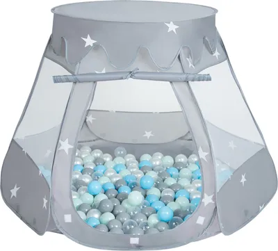 Produktbild von Selonis Spielzelt Kinder 105x90cm mit 100 Bunte bälle ∅6cm - Zelt kinderzimmer Kinder spielzelt bällebad Babyzelt Zelt für kinderzimmer - Grau