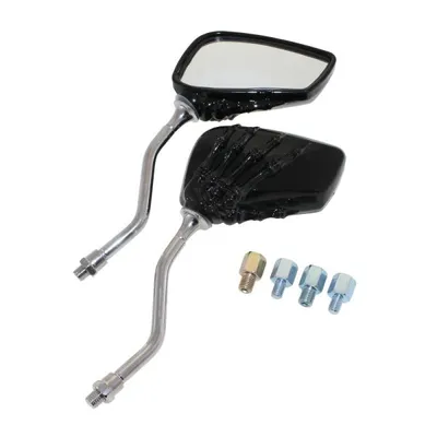 Obrázok produktu pre Sada zrkadiel Mr. Bones čierna Motocykel Quad ATV Univerzálne zrkadlo 8/10 mm M8 M10