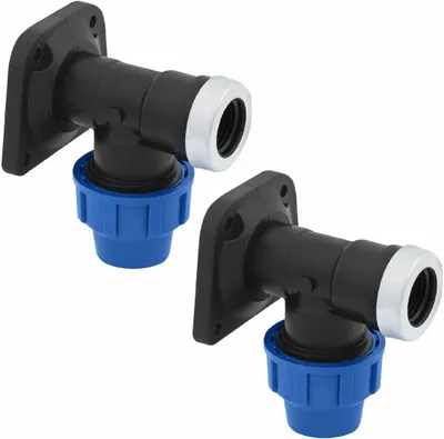 Immagine prodotto di Raccordo a gomito per tubi in polietilene (PE) da 20 mm con filettatura da 1/2 di pollice, DVGW per tubi PN16. Compatibile con tubi in PE80 e PE100