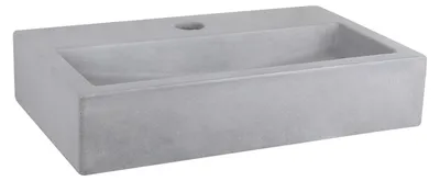 Productafbeelding van Differnz Flat Fontein - Fontein van Beton in Lichtgrijs - Wasbakje met Kraangat in het Midden - Glasvezelversterkt met Waterafstotende Coating - Afmetingen 38 x 24 x 8 cm
