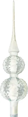 Produktbild von Krebs Glas Lauscha Christbaumspitze Eislack Silber - Größe ca. 30cm