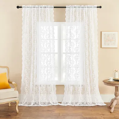 Productafbeelding van FOLKSIDE, set van 2 gordijnen, Paisley-motief, bloemengordijnen voor de woonkamer
