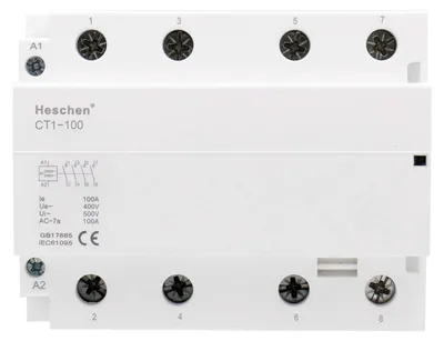 Haushalts-Wechselstrom-Schütz, 4-polig, 100A, 220V/240V, DIN-Schiene