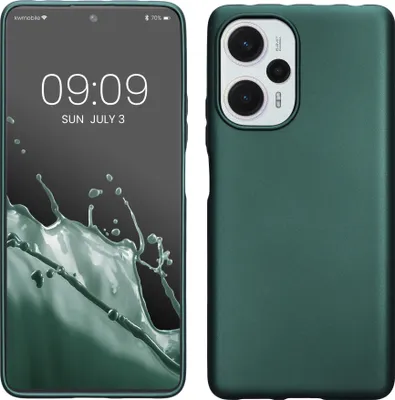 Produktbild von kwmobile Case kompatibel mit Xiaomi Poco F5 5G Hülle - Schutzhülle aus Silikon metallisch schimmernd - Handyhülle Metallic Petrol