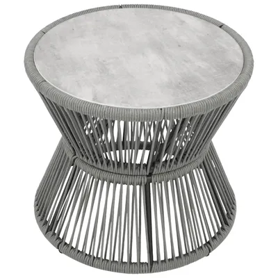 Produktbild von DEGAMO Beistelltisch Gartentisch ANCONA 56cm rund, Metall + Rope grau, Glas grau