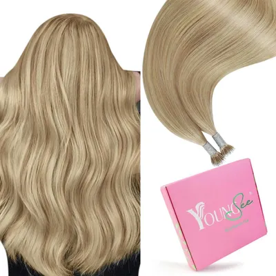 Produktbild von Haarverlängerung Echthaar Nanoring Goldblond Mittelblond 60cm 50g