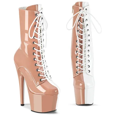 Produktbild von ADORE-1040TT Damen Booties von Pleaser, Beige Weiß , EU 43, US 13