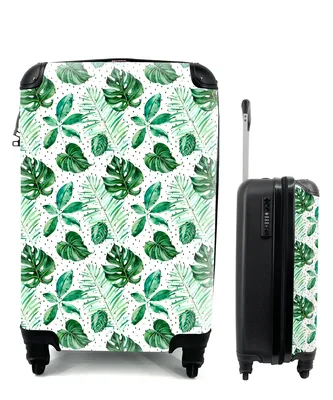 Produktbild von MuchoWow® Koffer Handgepäck Trolley Rollkoffer Kleine Reisekoffer mit 4 Rollen - Vintage - Blatt - Pflanzen - Cabin Size < 55x40x23 cm & 55x40x20 cm - Fotokoffer - Kabinenkoffer - Boardgepäck - Reise-Box - Reisekoffer - Reisegepäck - Koffer mit Bild - Trolley für Kinder