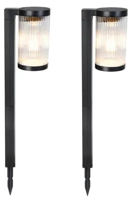 Image de Lampe solaire, lot de 2, LUMISKY BEAMLIT, LED blanc chaud, H 58 cm, lampe d'allée de jardin, IP65