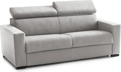 Produktbild von Schlafsofa Agostina, 2-Sitzer-Sofa, 100%  Italy, Wohnzimmersofa mit drehbarer–ffnung, mit verstellbaren Kopfstützen und schlanken Armlehnen, Cm 160x95h85, Grau