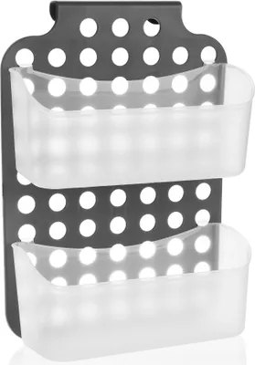 Produktbild von COM-FOUR® Duschkorb mit 2 Fächern, Duschgelhalter mit Haken zum Aufhängen, höhenverstellbare Hängekorbe, Duschregal, flexible Duschablage zum Hängen
