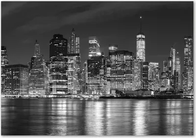Produktbild von Tulup® Leinwandbild - 100x70 cm - Wandkunst - Drucke auf Leinwand - Leinwanddruck  - Sehenswürdigkeiten & Architektur - Schwarzweiß - Manhattan bei Nacht